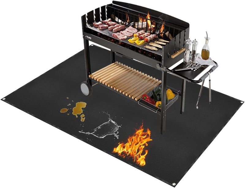 SONGC Under Grill Mat for Outdoor Grilling, 32 x 48 inches Double-Sided Fireproof Waterproof BBQ Protector for Deck and Patio Under Grill Mat for Outdoor BBQ - Image 1